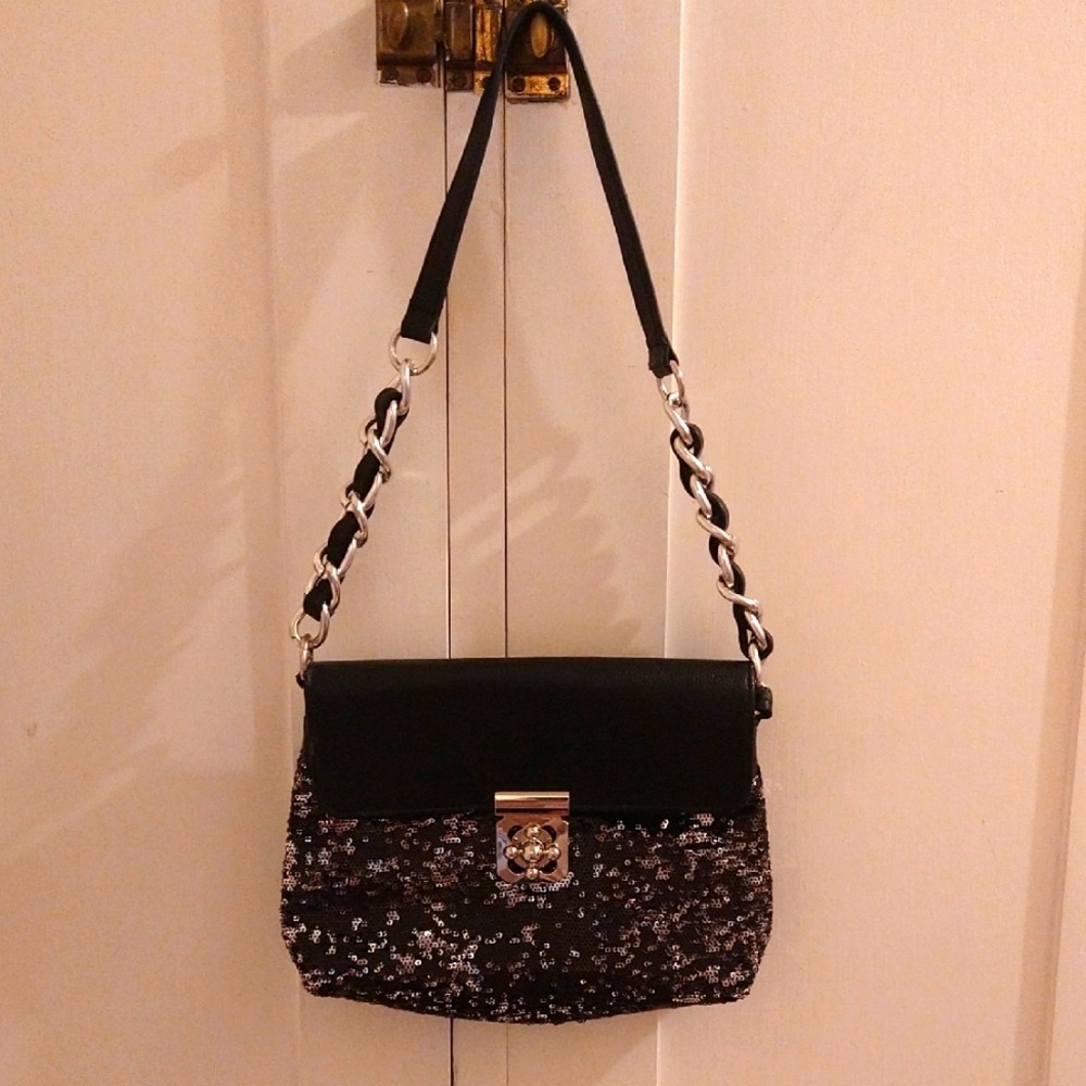 Chenson black and silver sequined mini bag